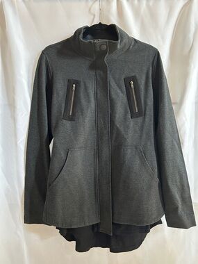 CAbi Charcoal Gray Utility Jacket with Zip Chest Pockets
